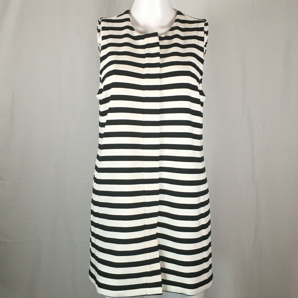 Chicos Tunic Shirt‎ Womens  0 US S 4 Black White Striped Stretch Knit Sleeveless